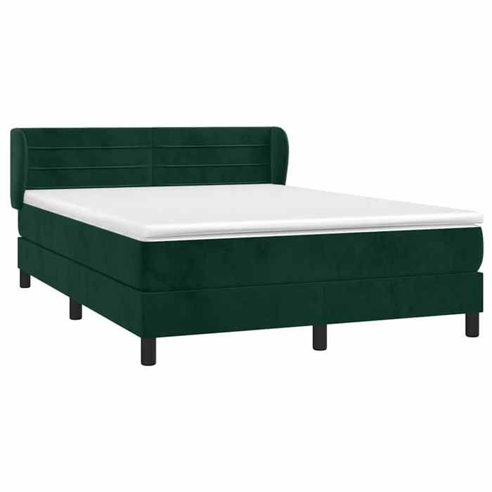 Maison Exclusive - Sommier à lattes de lit et matelas Vert foncé 140x190cm Velours
