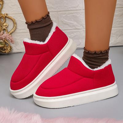 Мода 2024 Новые Слипоны Удобные На толстой подошве Повседневные Холодостойкие Женские Ботинки Зимняя Мода Круглый носок На плоском каблуке Теплые Снежные Ботинки