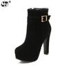 Woman High Heels Ankle Boots Female Zip Platform Sexy Part Dress Pump Women Fashion Buckle Suede Motorcycle Boots566