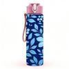 1PC Dark Blue Small Floral Seamless Print 750ml Color Plastic Sports Water Bottle Leakproof Flip Straw Lid Suitable for Sports Office Home Use