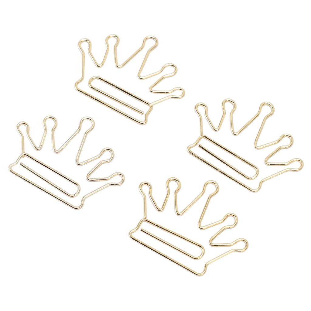 100Pcs Crown Shaped Paper Clips Iron Decorative Paperclips with Box for Books Notebooks Clipboards