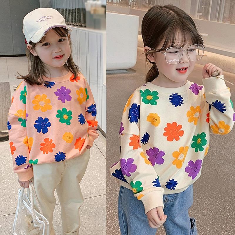 Детский пуловер с круглым вырезом для девочек, блузка с длинными рукавами