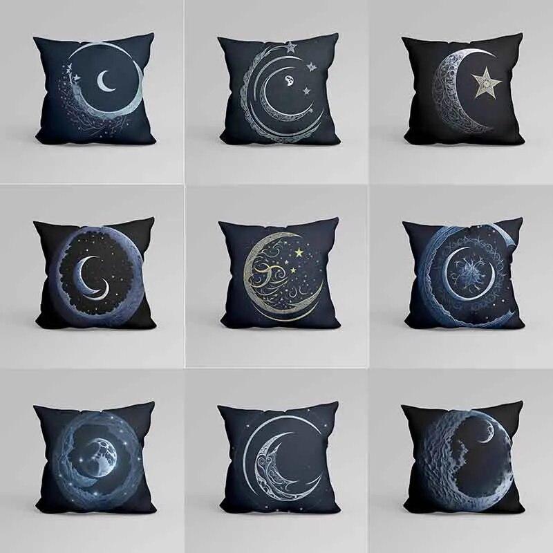 Luxury Home Decor Cushion Cover Office Sofa Cushion Cover Night Sky Moon Print Pillow Cover