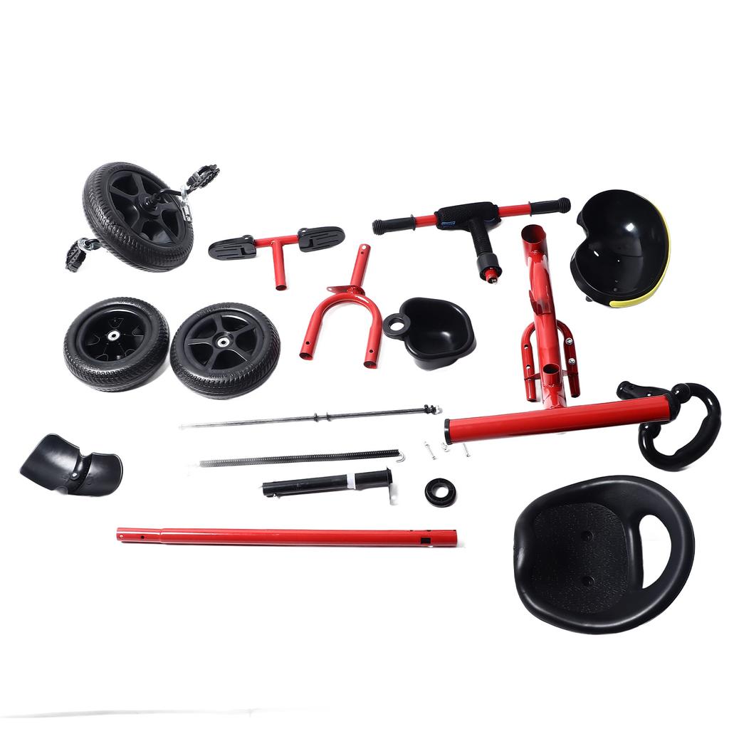 Child"s Tricycle Ride On Trike Toddler Tricycle with Parent Push Handle Backrest Safety Belt