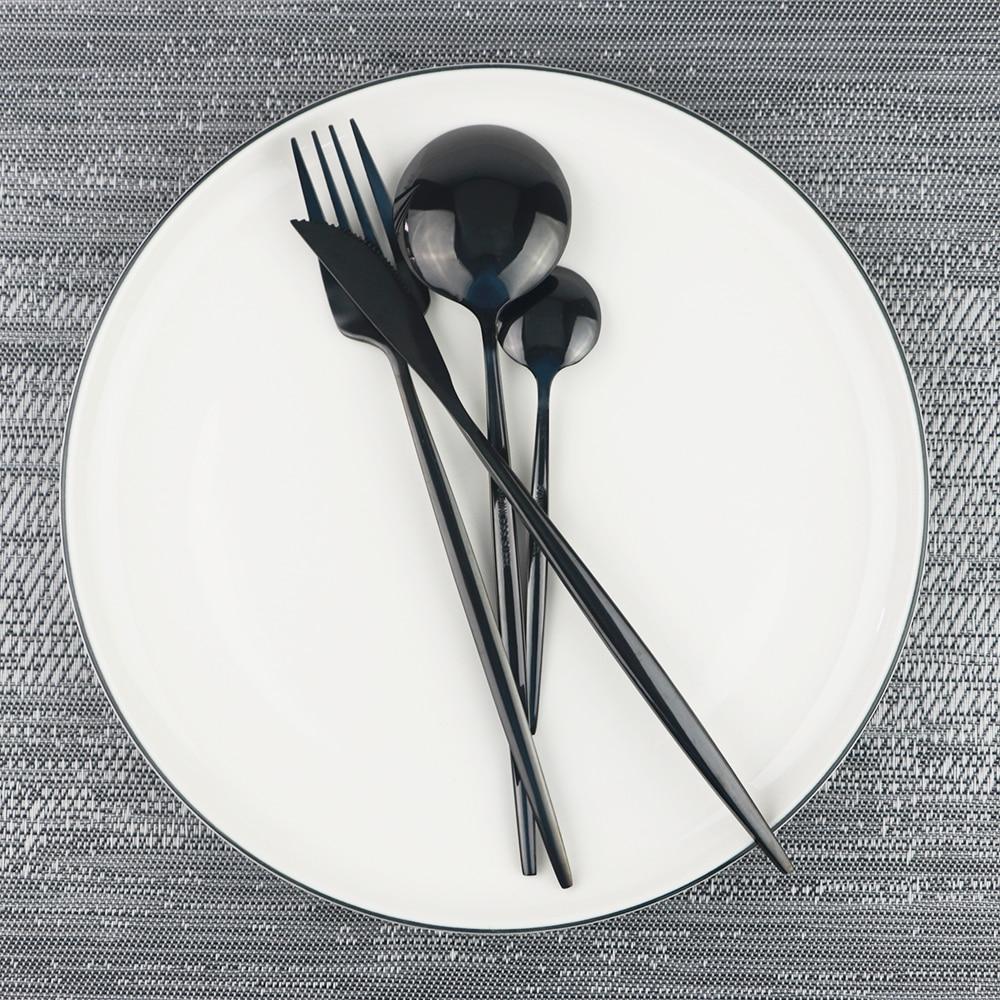16 шт. черный набор столовых приборов 18/0 набор столовой посуды из нержавеющей стали кухонный золотой набор посуды нож вилка ложка столовые приборы