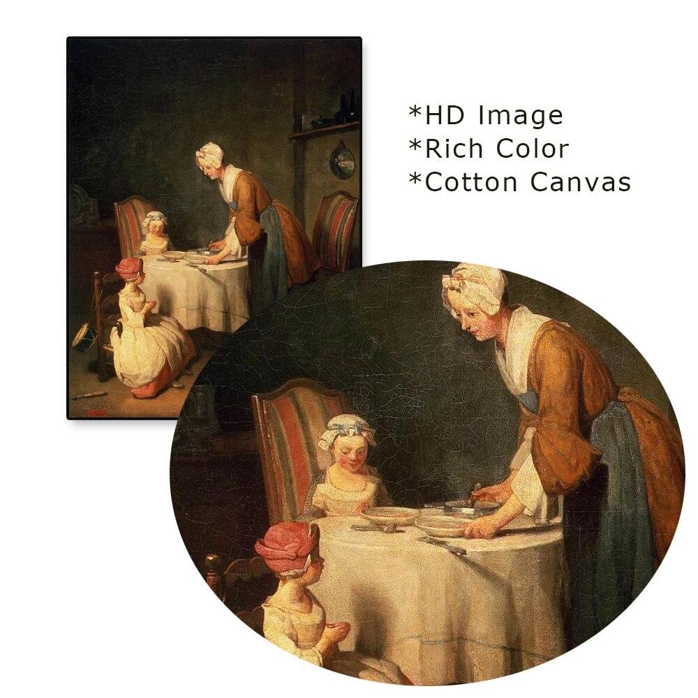 Винтажная знаменитая картина маслом, принты Жан-Симеона Шардена, говорящая благодать, холст, картина 17 века, постер, картина для домашнего декора