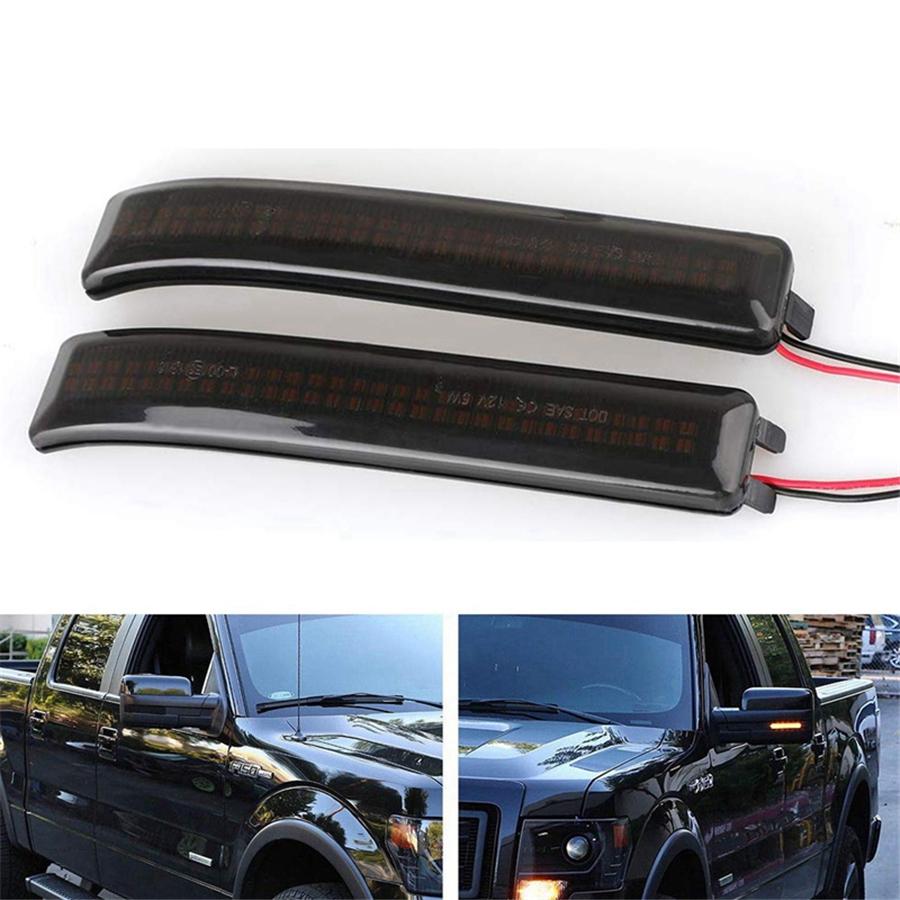 LED Side Mirror Light Turn Signal Smoke Lens Reflector Fit For Ford 09-14 F150