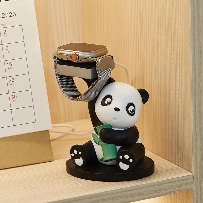 Симпатичная подставка для часов из смолы «панда» для офиса, спальни, хранения, декоративные украшения, перезаряжаемая