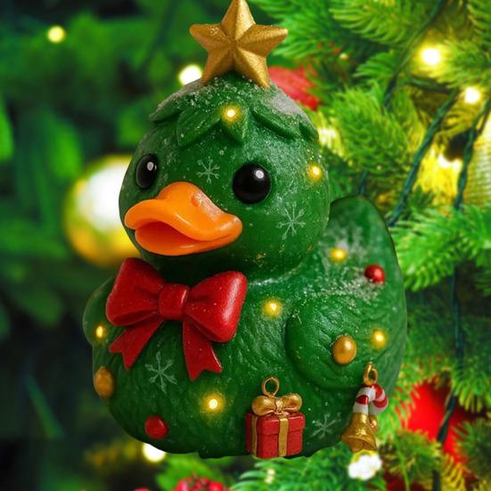 1/3Pcs Duck Ornament Handmade Texture Festive Christmas Decoration with Gift Bowknot Crutch Decor Xmas Duck Statue