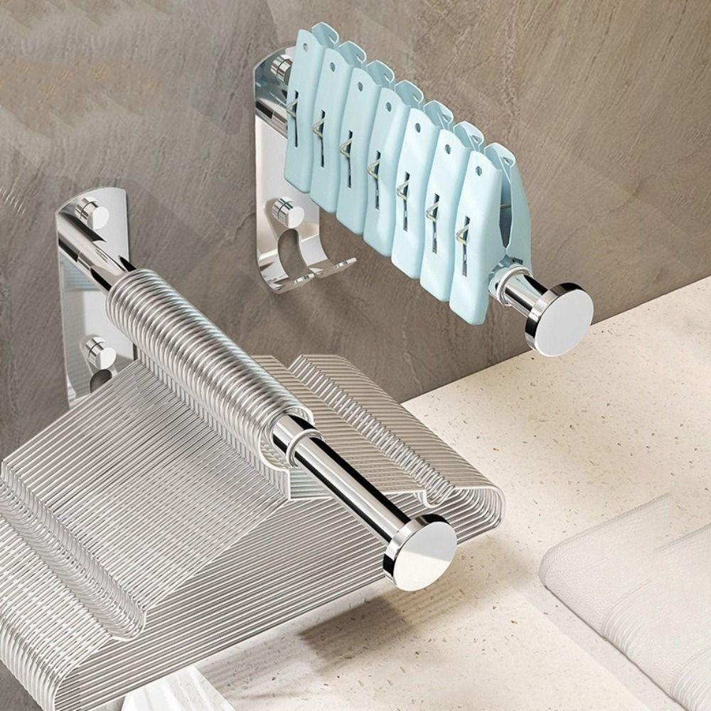 2Pcs Punch-free Clothes Drying Hanger Wall-mounted Scalable Storage Racks  Bathroom