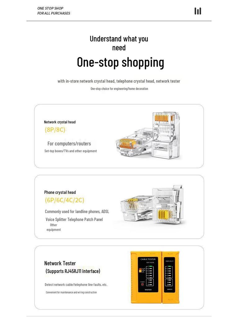 Ruineng Профессиональный набор инструментов для обжима сети Cat 6 с многофункциональным тестером