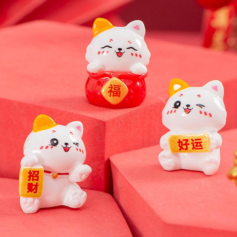 Cute Cat Mini Figurines Cartoon Lucky Cat Small Ornaments Creative Mascot Landscape Decoration Home Decoration Toys Gifts