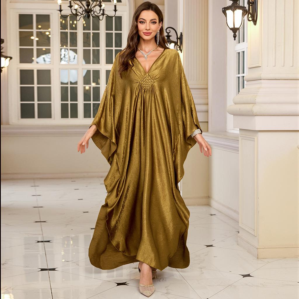 Luxuary Beach Cover Ups Golden Kaftans for Women Bust Hand Woven Maxi Dresses Summer Holiday Bathing Suits