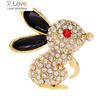 Cute Small Rhinestone Rabbit Brooches For Women Animal Pin Zodic Jewelry Year Accessories High Quality