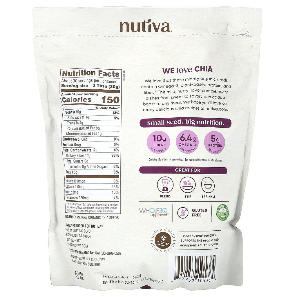 Organic Chia Seeds, 907G(32Oz)