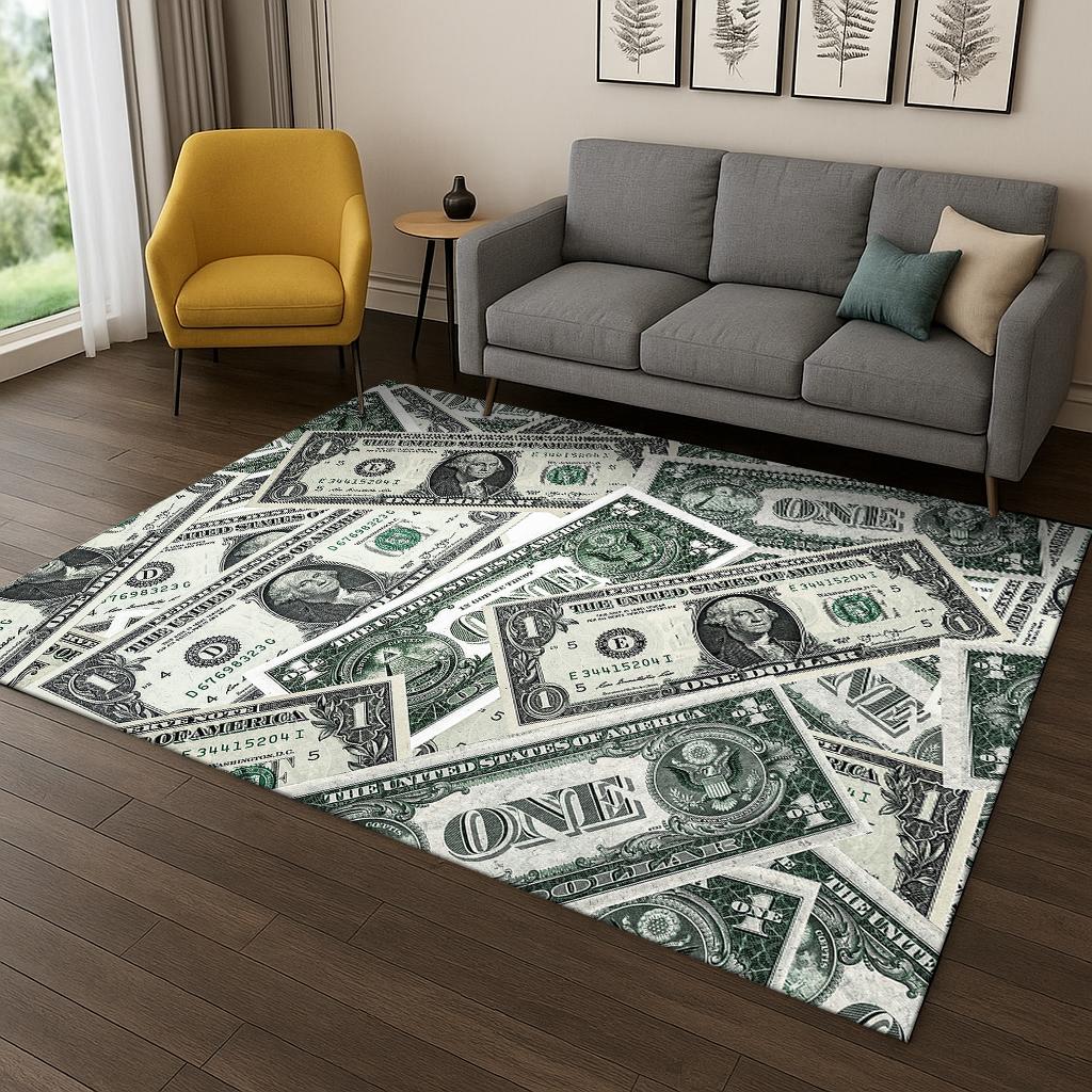 3D Us Dollar Euro Pound Money Illusion Carpet Rug for Living Room Sofa Home Bedroom Kitchen Doormat Decor,Playroom Non-slip Mat