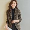 Women Autumn Winter Leopard Printed Long Sleeve Single Breasted Jacket Ladies Streetwear Outerwear Blazer