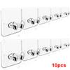 10/1Pcs Transparent Wall Hooks Strong Self Adhesive Hanger Plug Socket Holders Door Sticky Hanging Hook for Kitchen Bathroom