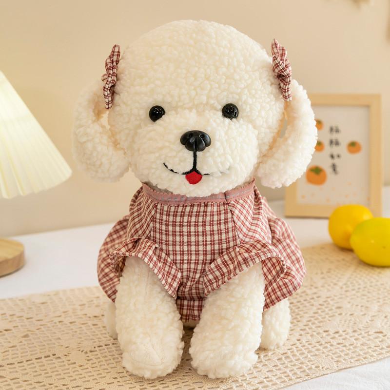 Adorable Teddy Dog With Dress Plush Toy Animal Stuffed Doll Kids Decoration Gift