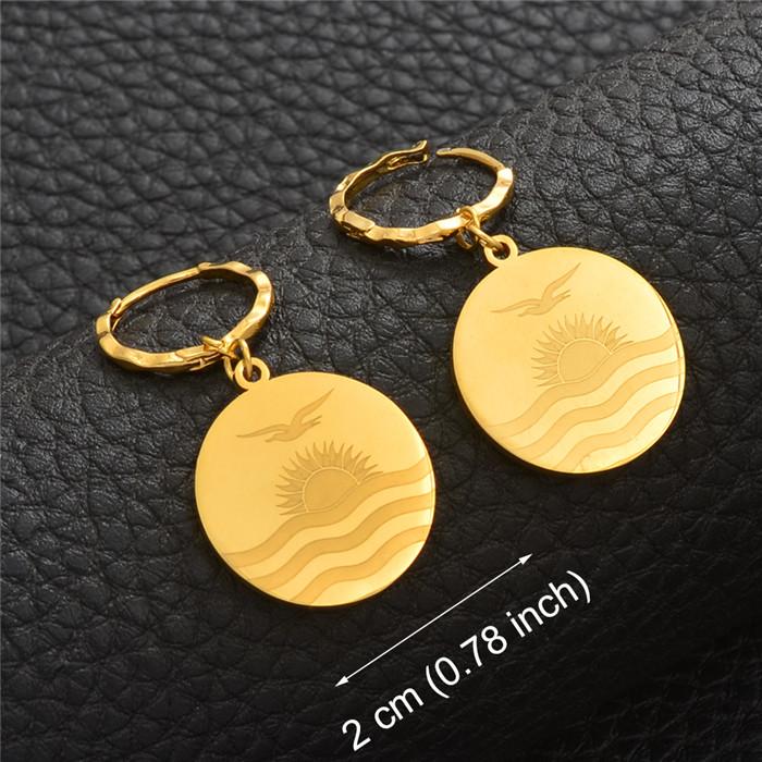 Anniyo Kiribati Earrings for Women Girls Gold Color and Stainless Steel Kiribati Earring Island Style Jewelry #068121