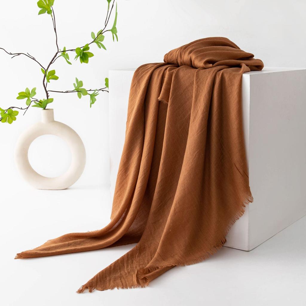 Spring and summer sunscreen scarf imitation cotton and linen solid color simple shawl women's high-end silk scarf yarn headscarf women's cross-border