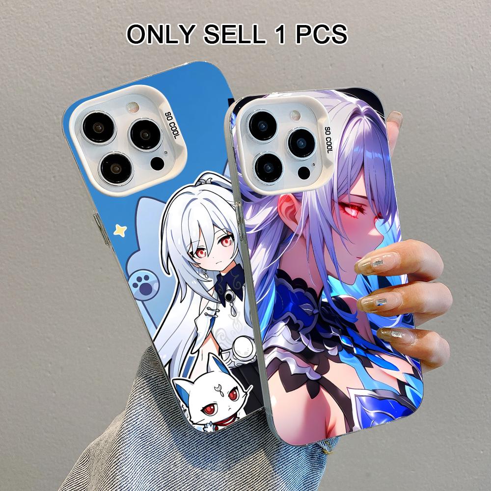 HSR Jingliu White Translucent Mobile Phone Case for iPhone 17 16 15 14 13 12 11 X XR XS Air Pro Max Plus Colorful Cover