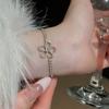 Gold Silver Zircon Flower Bracelet Five Petal Flower Korean Ins Hand Bracelet  Couple Gift
