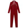 Children Girls Fashion Leotard Long Sleeve Round Collar Hollow Back Skating Performance Jumpsuit