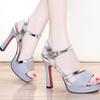 Summer New Open-toe Sandals Bright Diamond Stilettos for Women Casual Fashionable Commuting Strappy Sandals for Women