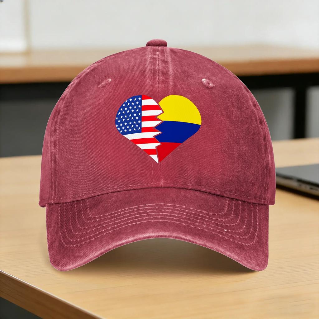 Colombia USA United States Flag Colombia Sun Baseball Cap Classic FeUnisex Unisex Washed Hip Hop Hats Hunting Camping Caps Gift