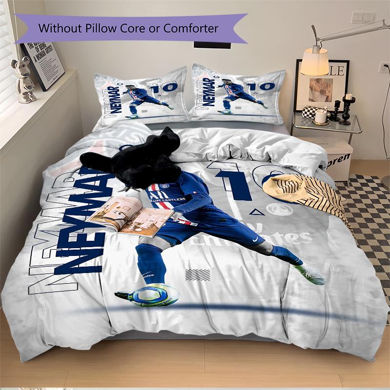 3Pcs Neymar'S Dynamic Soccer Moment Bedding Sets For All Sizes New 3D Printed Bed Cover Comforter Duvet Cover Pillowcase Bedroom Decoration