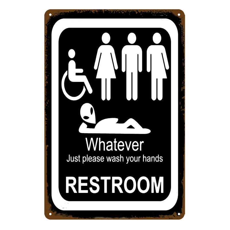 Мужчина Леди Смешной WC Знак Металлический Плакат Туалетная Тарелка Табличка KTV Бар Магазин Ванная Комната Декор Стены Фреска Домашнее Украшение 8 X 12 Дюймов