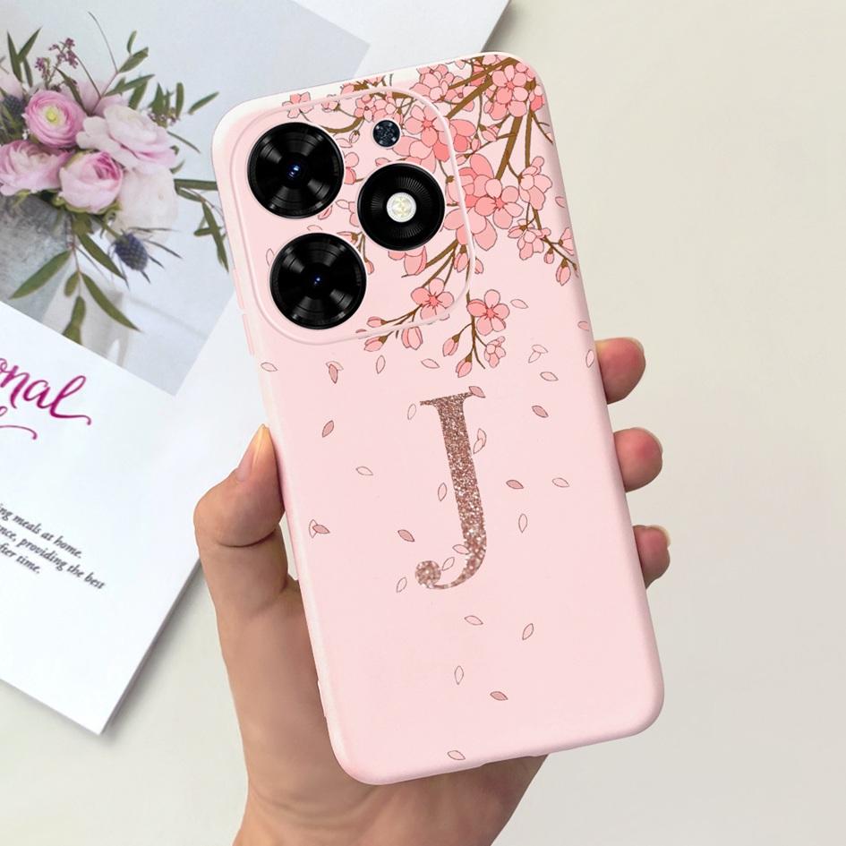 Чехол для Tecno Spark Go 2024 Обложка BG6 Милые 26 Букв Корона Силиконовые Чехлы для Телефона Для Tecno SparkGo 2024 Бампер Ударопрочный Funda