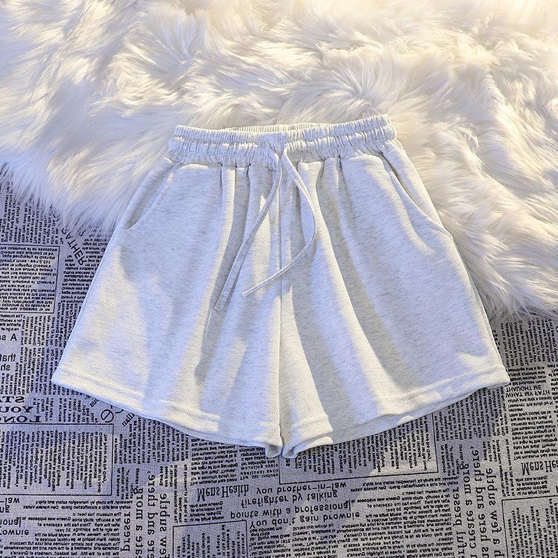 2025 Women's High-Waisted Loose American Style Casual Sports Shorts - Solid Color Summer Hot Pants