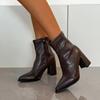 Эластичные облегающие ботинки Осень Новые Острый носок Рукав Противоскользящие Износостойкие Блочный каблук Короткие ботинки до щиколотки