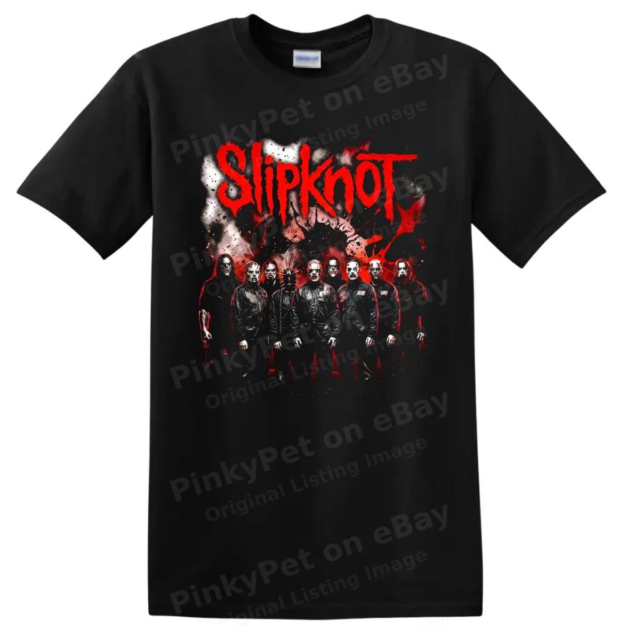Slipknot Metal Band T Shirt w/ Masked Members Red Horror Graphic Music Fan Tee