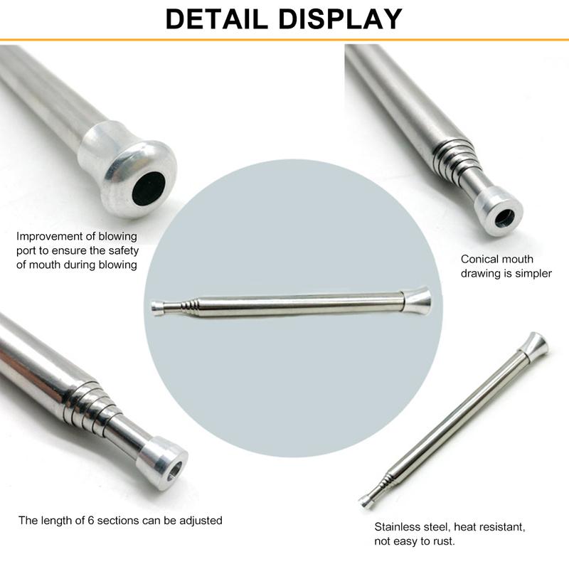 Stainless Steel Blow Fire Tube Outdoor Camping Mouth Blowpipe Retractable Two-end Fire Pipe Emergency Survival Tool