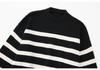 European Autumn 2023 Women's Striped Round Neck Knit Sweater