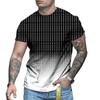 Summer Men Simple Daily Casual Loose T-Shirt Fashion 3d Printed Personality Street Large Size O Collar Short-Sleeved Clothing
