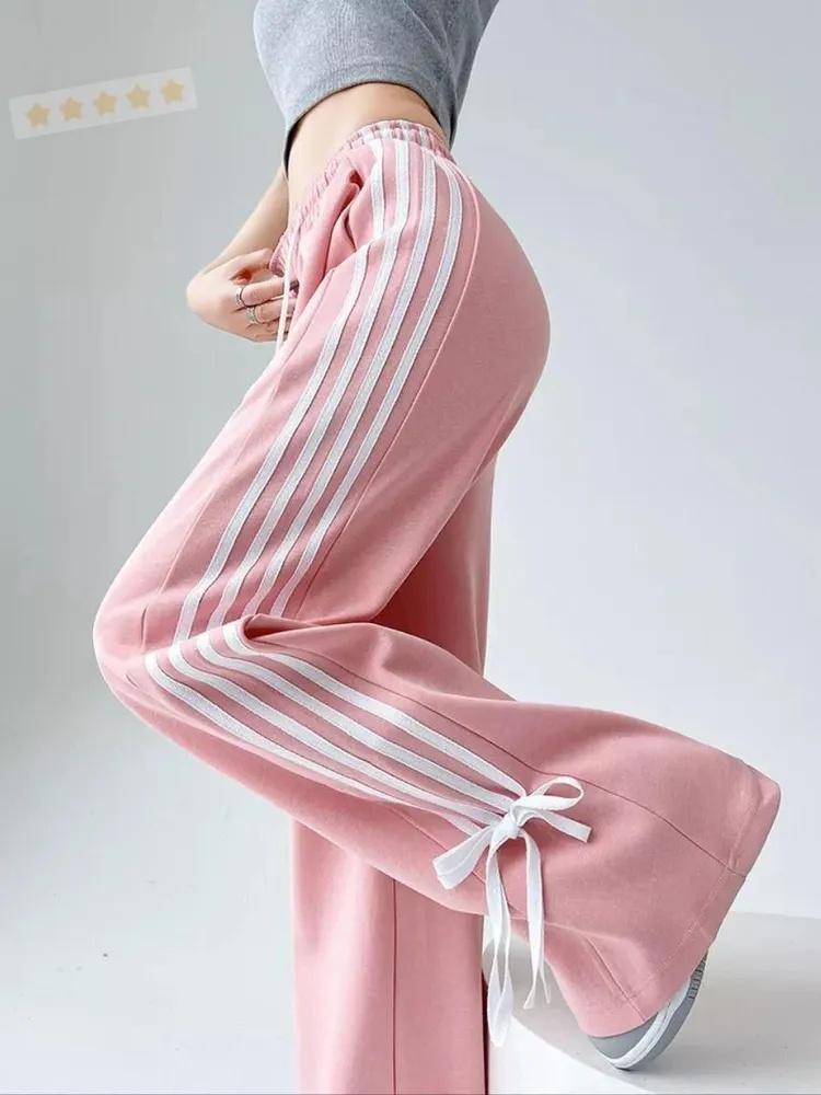 Брюки-джоггеры женские повседневные прямые с широкими штанинами спортивные