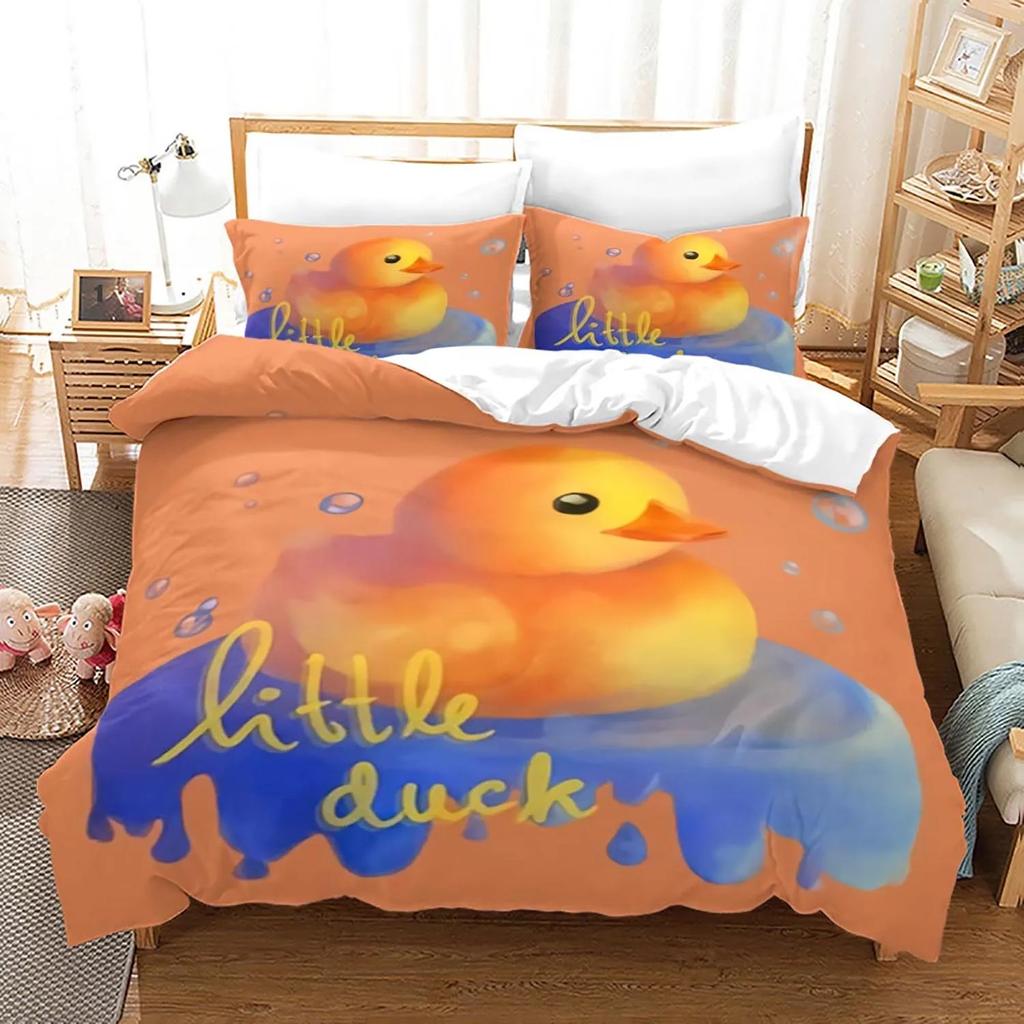 Yellow Duck Bedding Set Single Twin Full Queen King Size Little Duck Bed Set Aldult Boys Bedroom Duvetcover Sets 3D Print 015