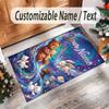 Teddy Bear Theme Crystal Velvet Rug Personalized Custom Name Text Soft Floor Mat Home Decor