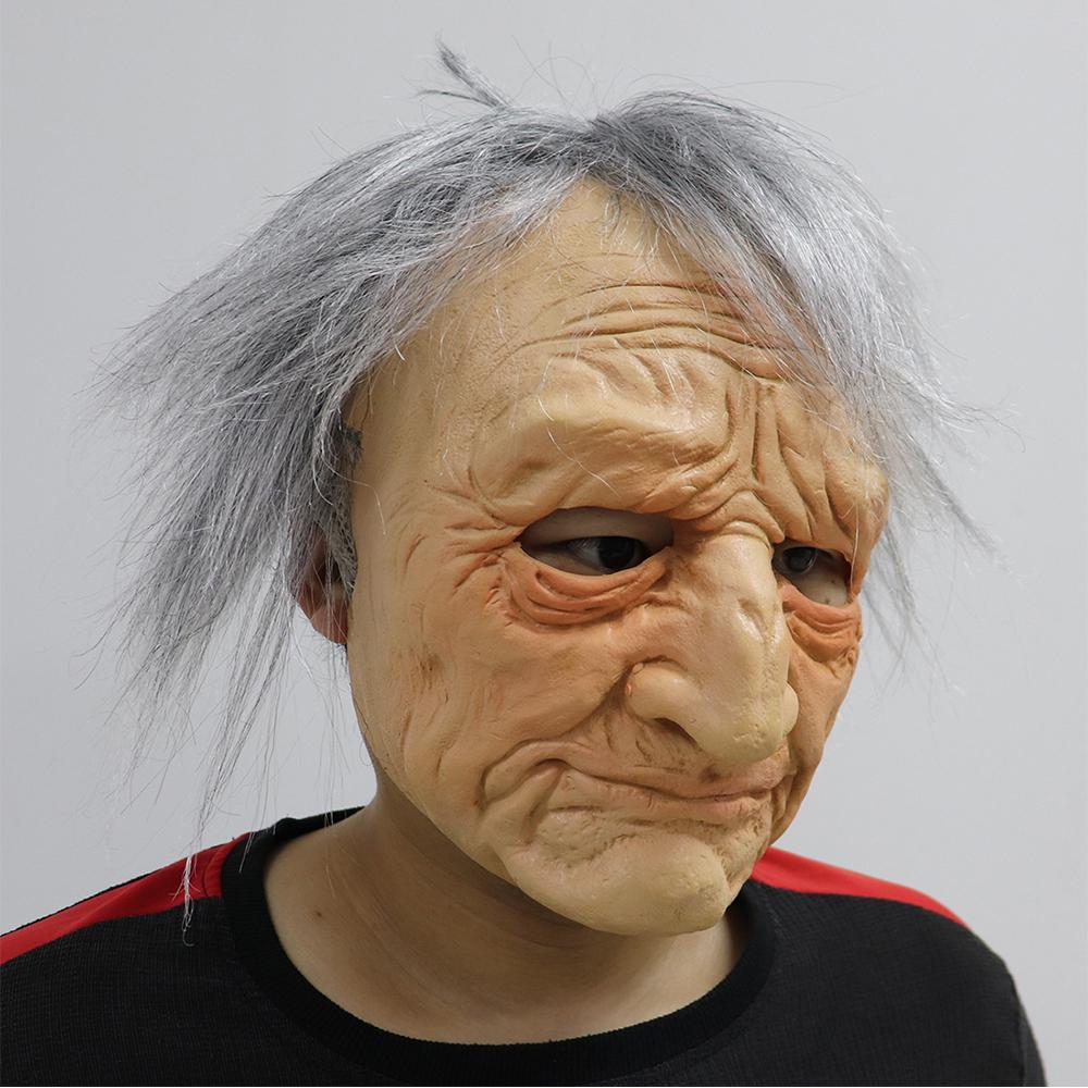 Scary Old Man Mask Realistic Wrinkle Face for Halloween Cosplay Party Props