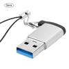 3 шт. USB 3.0 на Type C 3.1 Female Адаптер Шнурок Электронный Разъем для Передачи Данных(Серебристый + Ремешок )