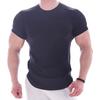 Men Sports T-shirt O Neck Short Sleeve Slim Fit Solid Color Elastic Quick-drying Soft