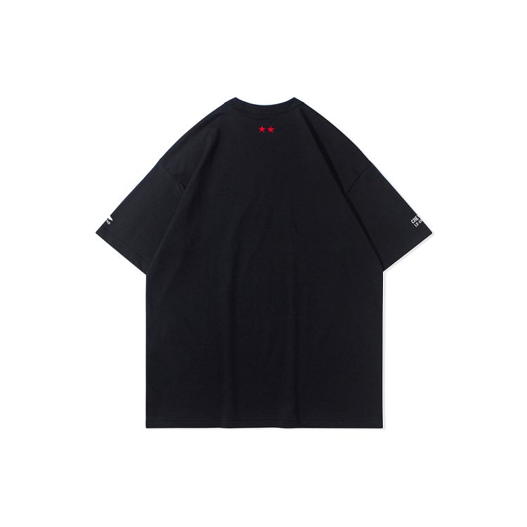 Футболка Li Ning Talent Inquiry Military Fabric Skateboard Series свободного кроя с круглым вырезом и коротким рукавом для мужчин, черные топы AHSR613-1