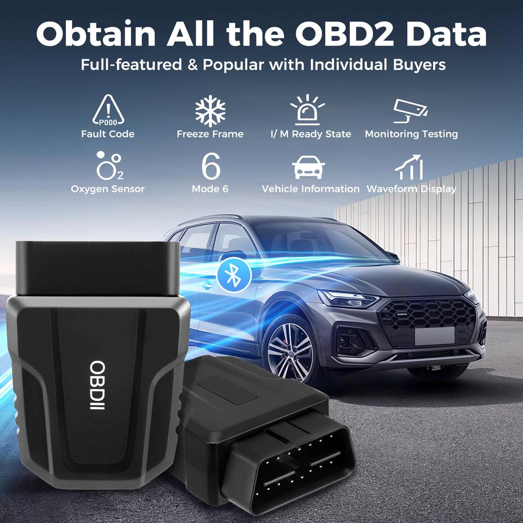 Автомобильный считыватель кодов неисправностей Bluetooth5.4 Автомобильные диагностические инструменты для IOS Android Windows Сканер кодов Поддержка Smart Scan Tool ODB2