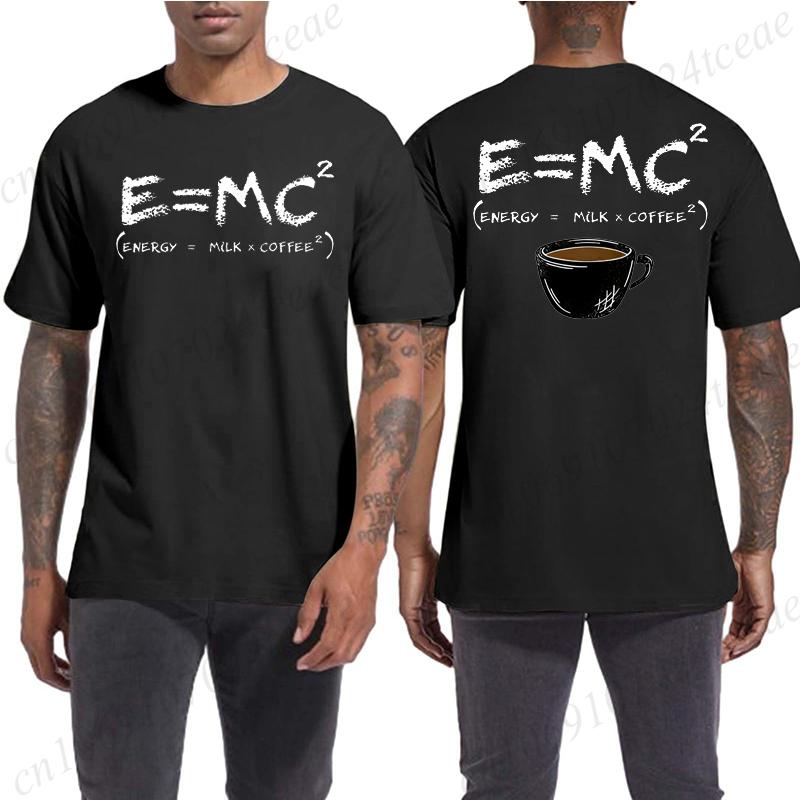 Formula Science Coffee E MC Equation Funny T-Shirt Harajuku Tee Shirt Men Brand T-shirt Man Shirt Summer Tees Men O-neck Tops