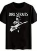 Vintage Dire Straits Graphic T-shirt - Retro Rock Band Design with Guitarist Illustration