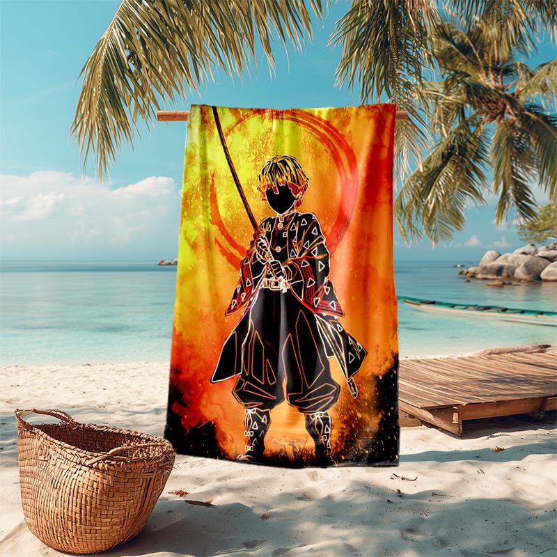 Japanese artist Koyoharu Gotouge's Demon Slayer beach towel, outdoor camping vacation swimming beach towel, outdoor absorbent bath towel blanket K11